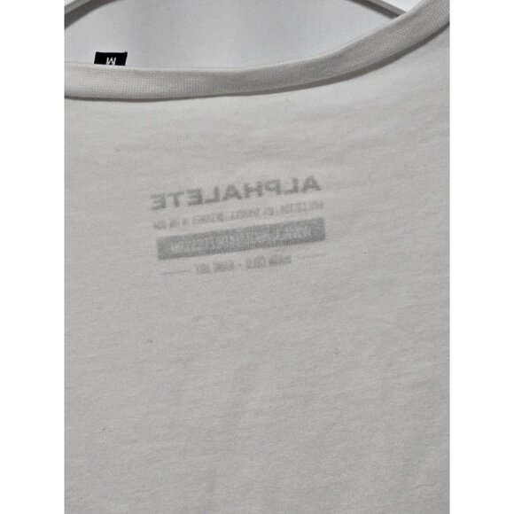 Alphalete Cropped Signature Logo Tee, White, Size Medium, Activewear. - Picture 6 of 8